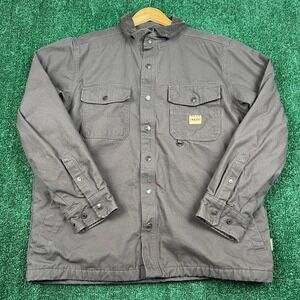 BRAZOS Work Jacket Men's Medium Brown Cotton Flannel Lined Shirt Jacket Collared